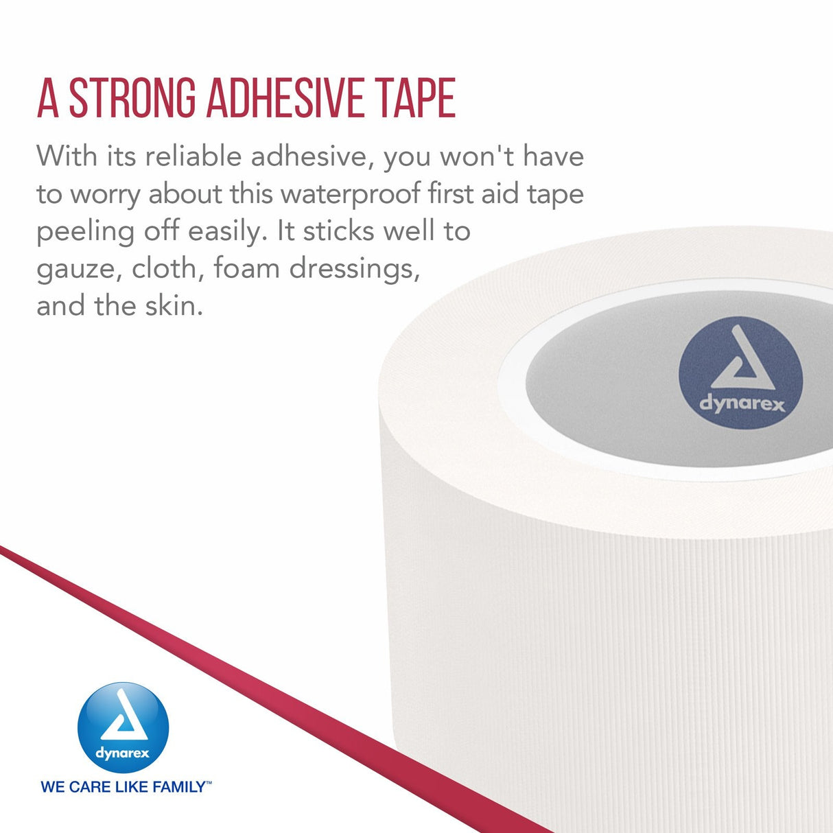 Dynarex Waterproof Adhesive Tape, 1" x 10yds Bulk - 168ea/cs (168 Count)