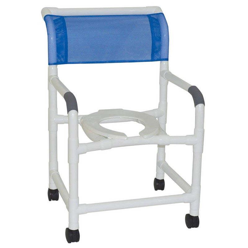 MJM International 122-4TW Wide Shower Chair 22" Internal Width, Open Front Seat, 4" Twin Casters, 375 Lbs Weight Capacity