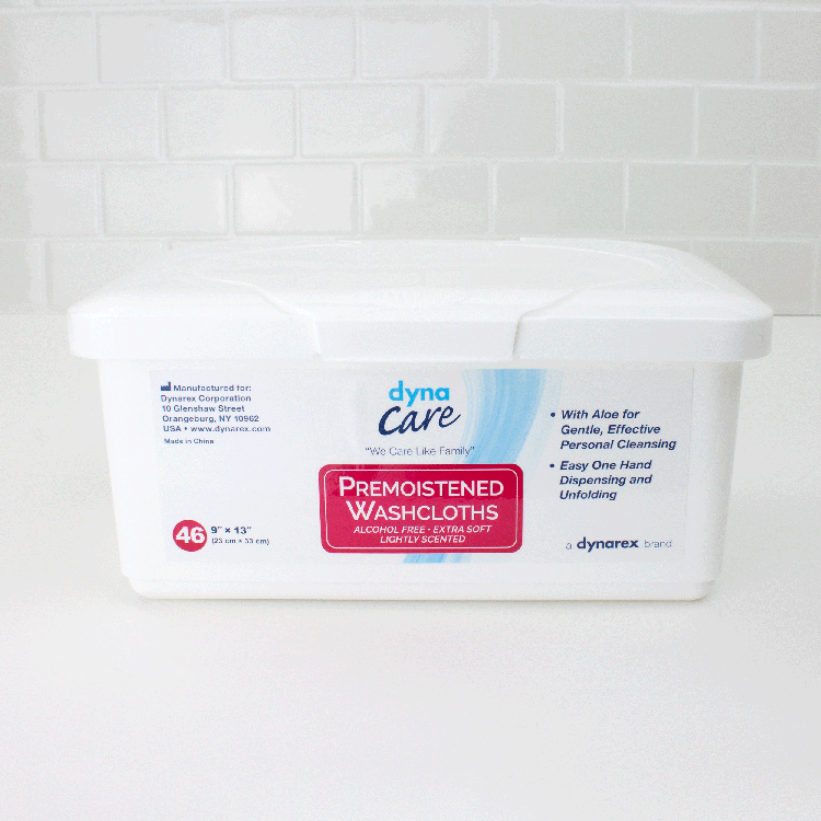 Dynarex Premoistened Adult Washcloths, 9" x 13" Tub, 12tub/case (552 Count)