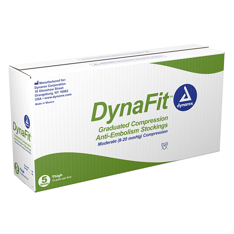 Dynarex DynaFit Compression Stockings - Thigh, Medium, 12pairs/bx, 5bxs/case (60 Pairs)