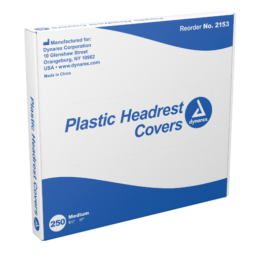 Dynarex Plastic Headrest Covers - 250ea/bx, 12bxs/case (3000 Count)
