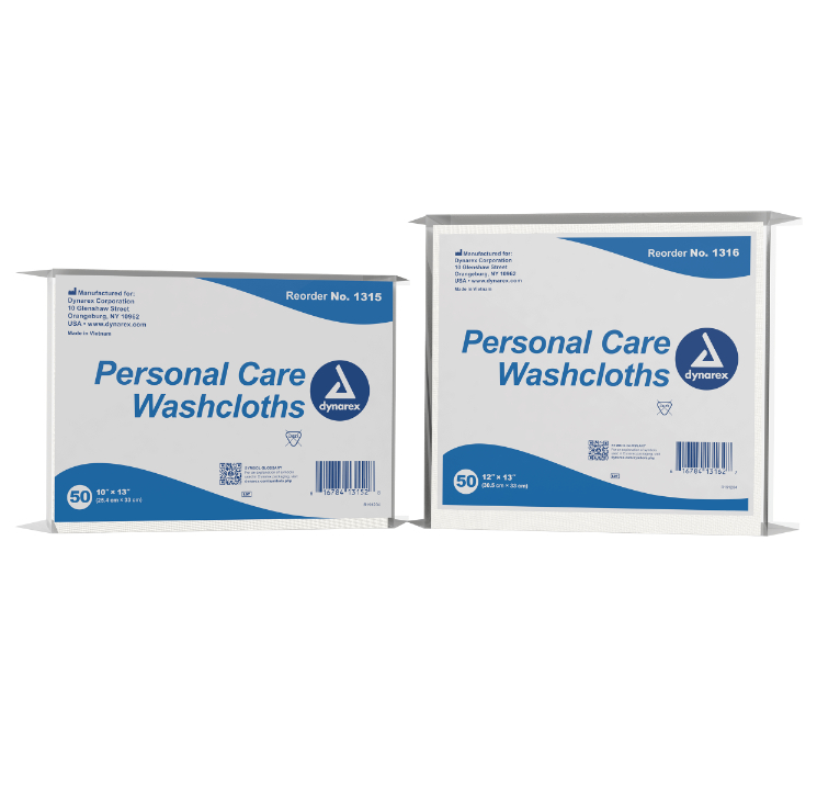 Dynarex Personal Care Washcloth - 50ea/bx, 10bxs/case (500 Count)