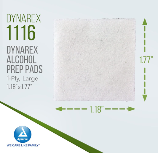 Dynarex Alcohol Prep Pad - Sterile, Large, 100/bx, 10bxs/case (1000 Count)