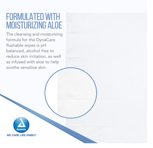 DynaCare Flushable Wipes - Adult, 9" x 13" Tub, 9tubs/case (540 Count)