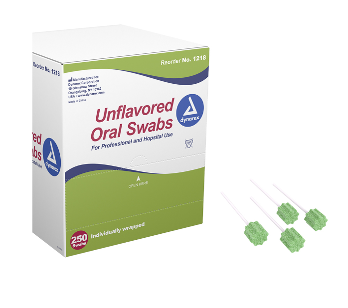 Dynarex Oral Swabsticks, Unflavored, 250ea/bx, 4bxs/case (1000 Count)