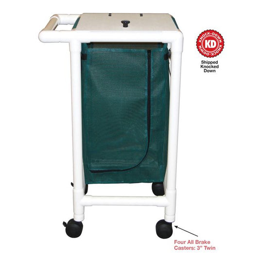 MJM International 214-S Single hamper with mesh bag (23 gallon capacity), 3" twin casters, zipper opening, push/pull handle
