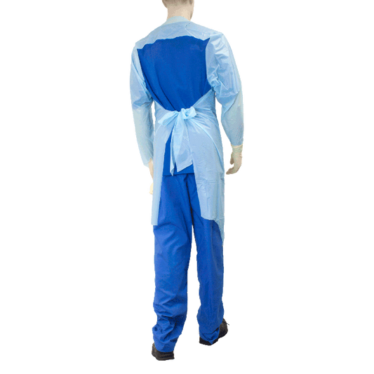 Dynarex CPE Thumb Loop Isolation Gown, Blue - 15ea/bx, 5bxs/case (75 Count)