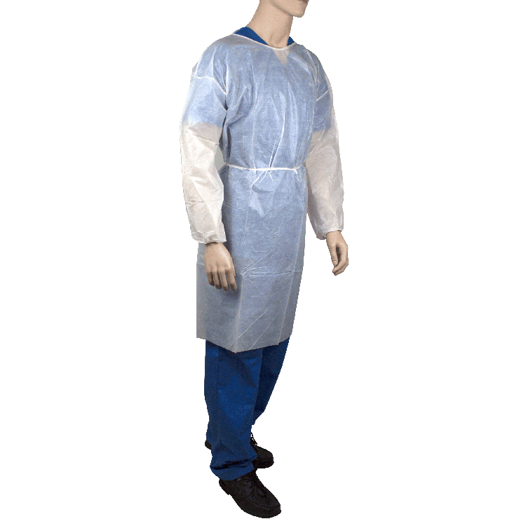 Dynarex Isolation Gown Poly - Coated Barrier, Universal, White - 5ea/bx, 10bxs/case (50 Count)