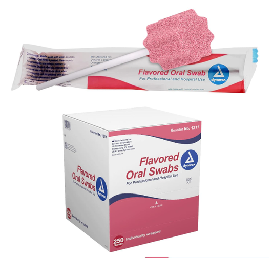 Dynarex Oral Swabsticks, Flavored w/ Dentifrice, 250 ea/bx, 4bxs/case (1000 Count)