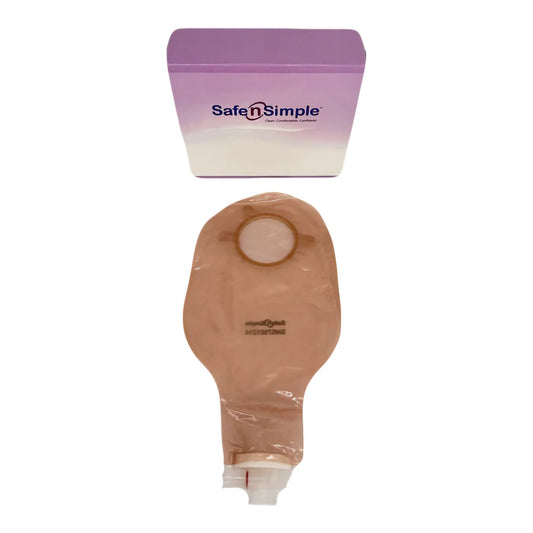 Safe N Simple 9" Urostomy 2-Piece Pouch Beige, Flange with Valve and Belt Tabs (80 Count)