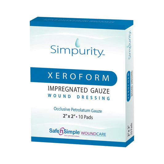 Safe N Simple Simpurity Xeroform Petrolatum Impregnated Gauze Wound Dressing (100 Count)