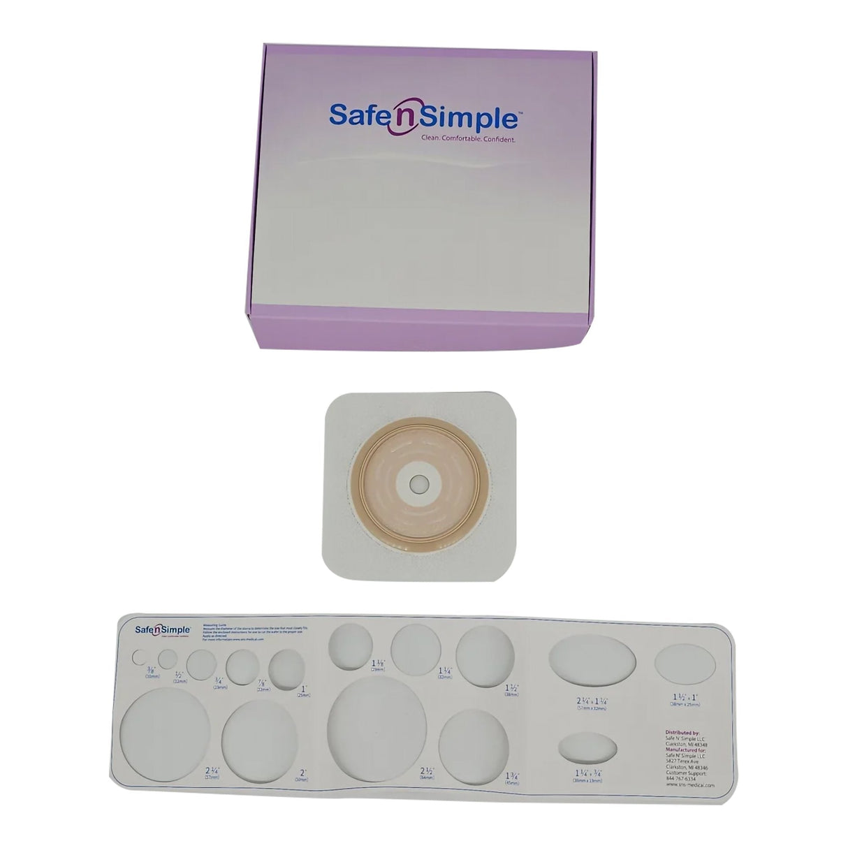 Safe N Simple 2- Piece Wafer Extended Wear with Tape Collar White 70mm 2 3/4" Flange Cut to Fit (40 Count)