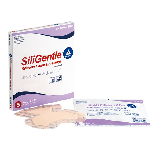 Dynarex SiliGentle - Silicone Bordered Foam Dressing, Heel - 5ea/bx, 12bxs/cs (60 Count)
