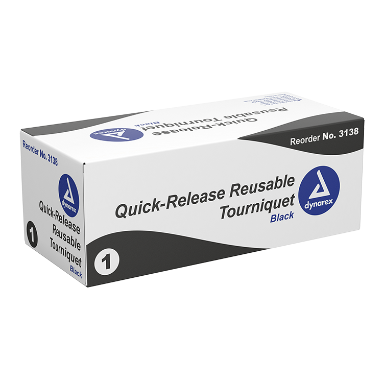 Dynarex Quick-Release Reusable Tourniquet, Black, 100ea/cs (100 Count)