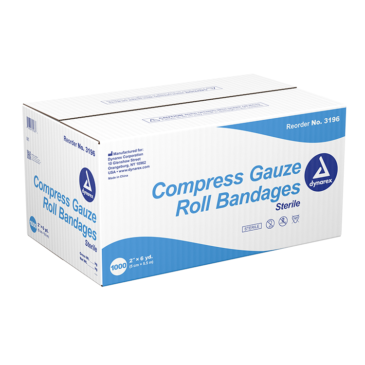 Dynarex Compress Gauze Roll Bandage, 2" x 6 yd, 1000ea/cs (1000 Count)