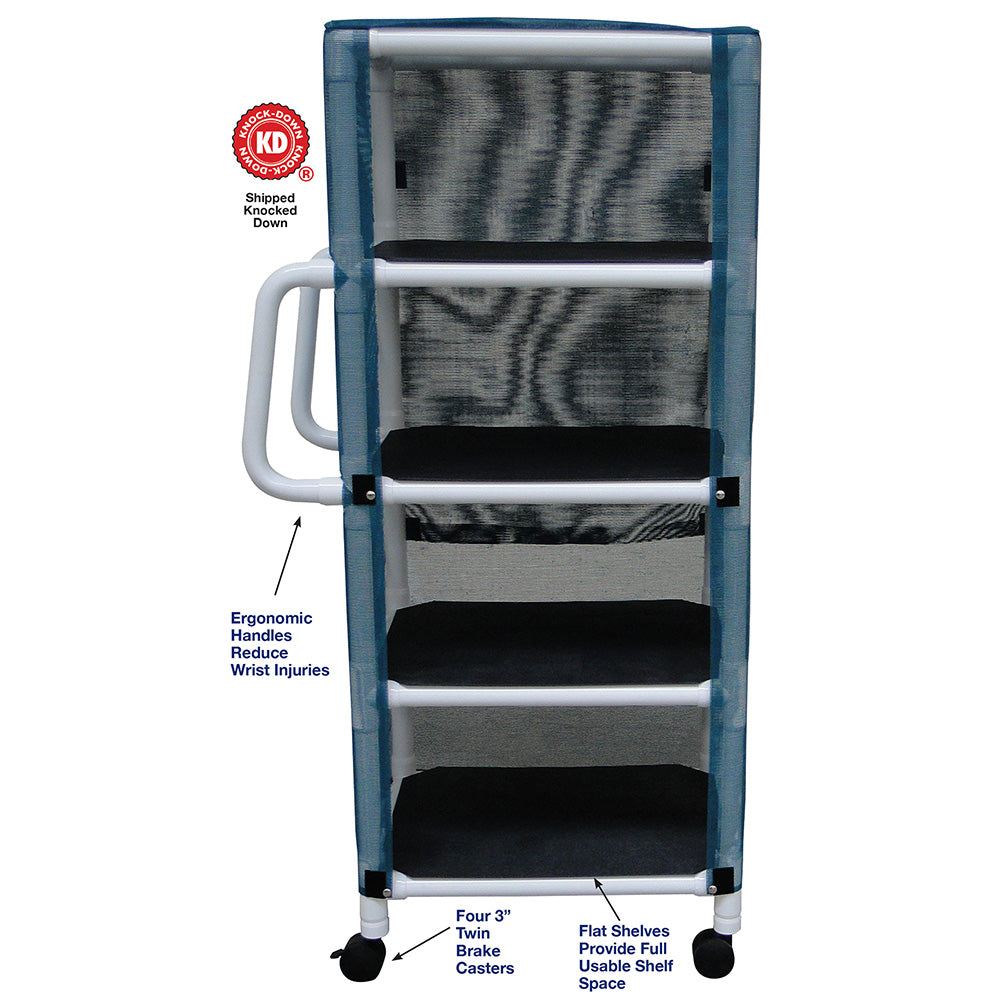 MJM International 325-4C 4-shelf mini-linen cart with mesh or solid vinyl cover, shelf size: 20" x 25", 75 lbs per shelf