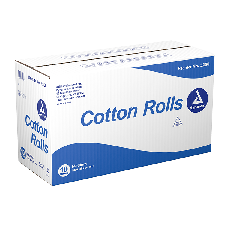 Dynarex Cotton Rolls, #2 - Medium, 2000ea/bx 10bxs/cs (20000 Count)