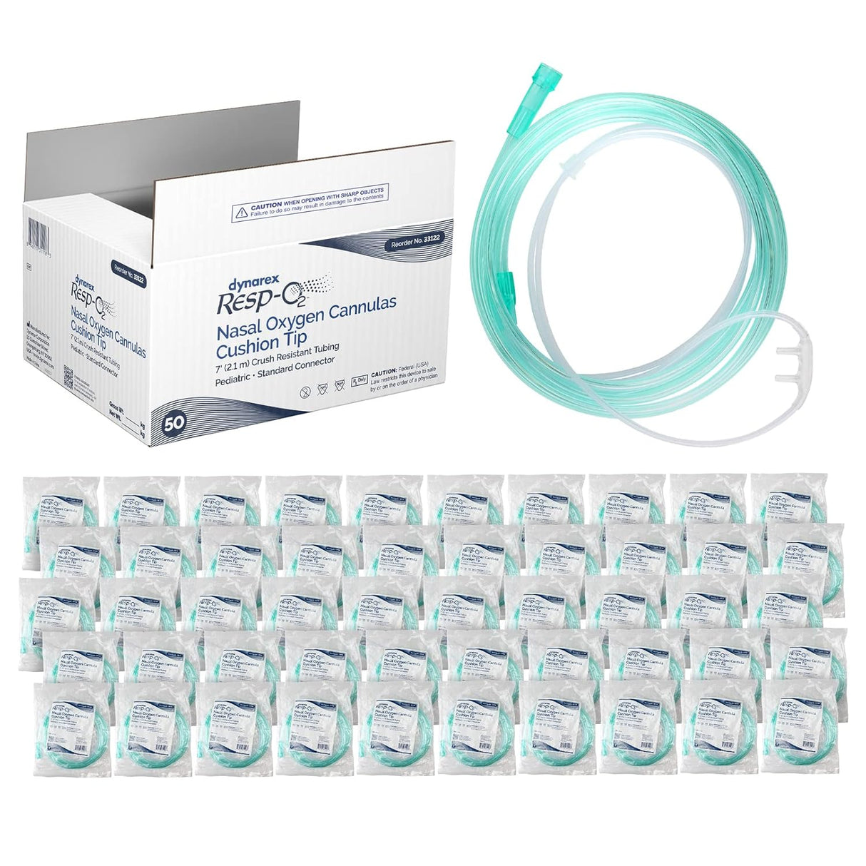 Dynarex Resp-O2 Nasal Oxygen Cannulas with Cushion Tips (50 Count)