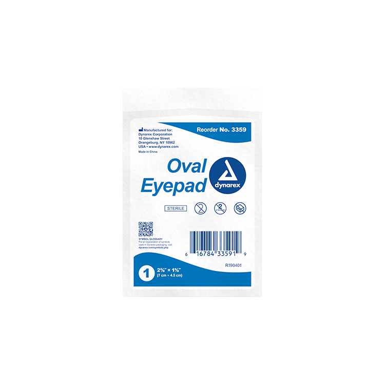 Dynarex Oval Eye Pads - Sterile, 2 5/8" x 1 5/8" - 1000ea/cs (1000 Count)