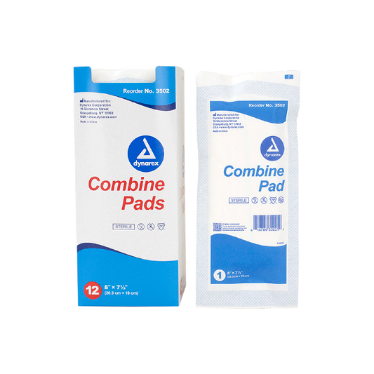 Dynarex Combine Pads 1/pouch - Sterile, 8" x 7.5", 12ea/bx, 20bxs/cs (240 Count)