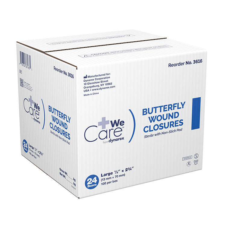 Dynarex Butterfly Wound Closure, Sterile - 100ea/bx, 24bxs/cs (2400 Count)