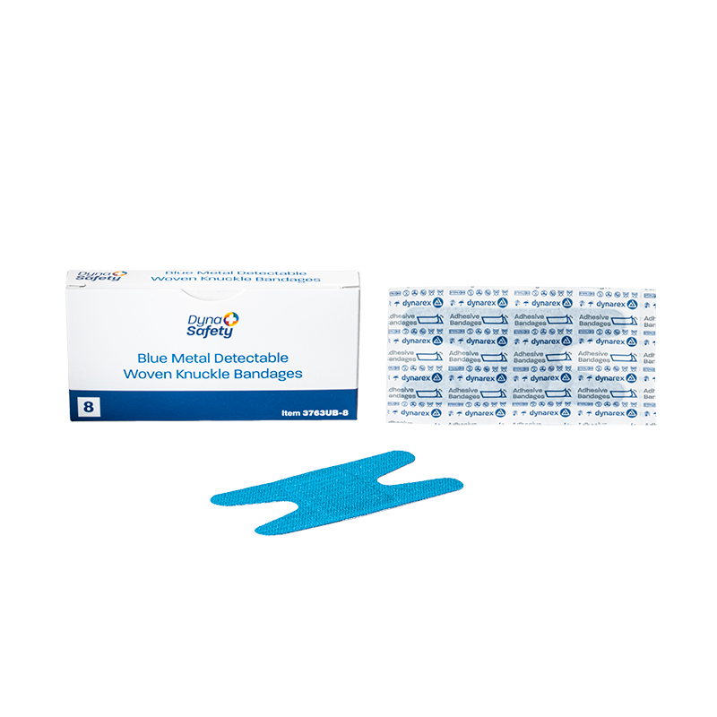 Dynarex Blue Metal Detectable Woven Bandage - Knuckle - 8ea/bx, 50bxs/cs (400 Count)