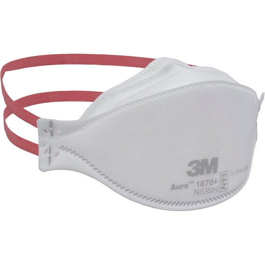 3M 240pcs Aura 1870+ Particulate Respirator N95 Face Mask, Regular Size, Individually wrapped & Flat Fold