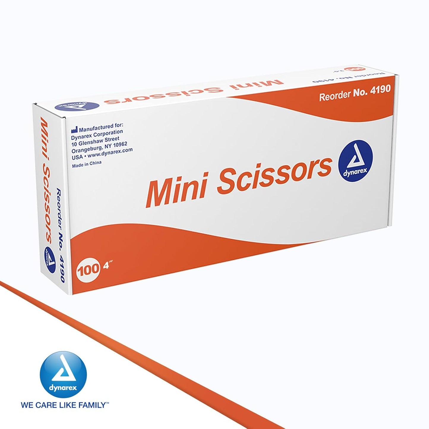 Dynarex Mini Scissors, 4" Red - 100ea/bx, 5bxs/cs (500 Count)
