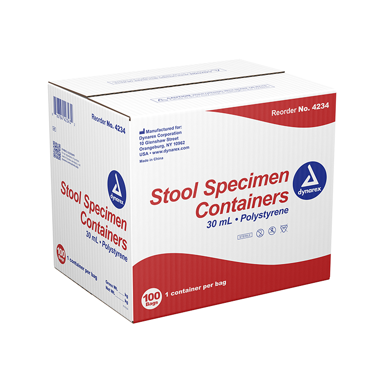 Dynarex Stool Specimen Container - Sterile, Individually Wrapped (100 Count)