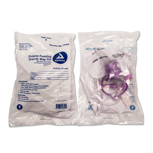 Dynarex Enteral Delivery Gravity Bag Set - w/ ENFit Connector (30 Count)