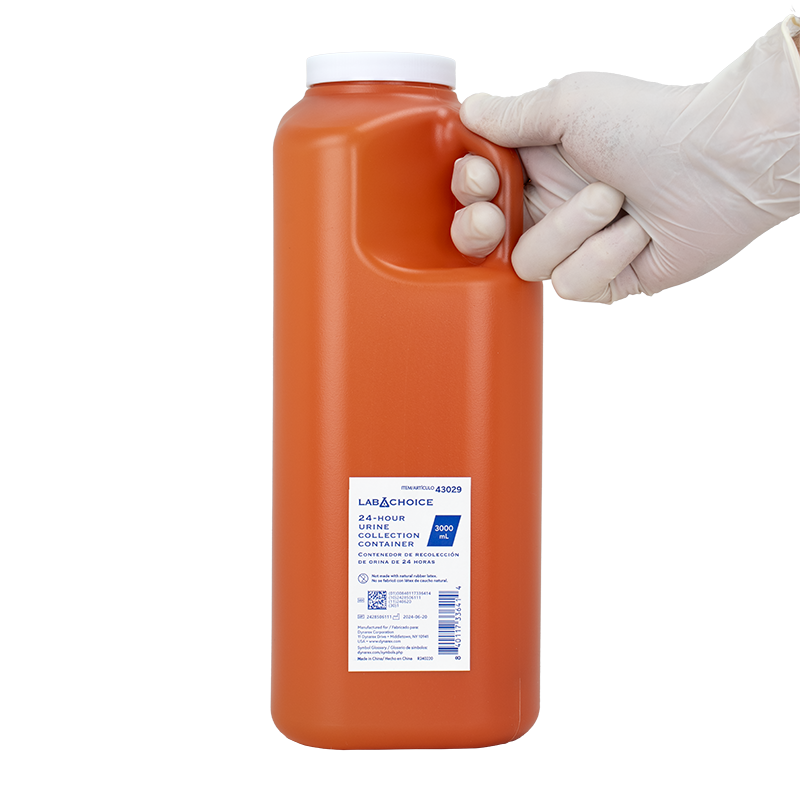 Dynarex 24-hour Urine Collection Container, 3000 mL - Orange, White (40 Count)