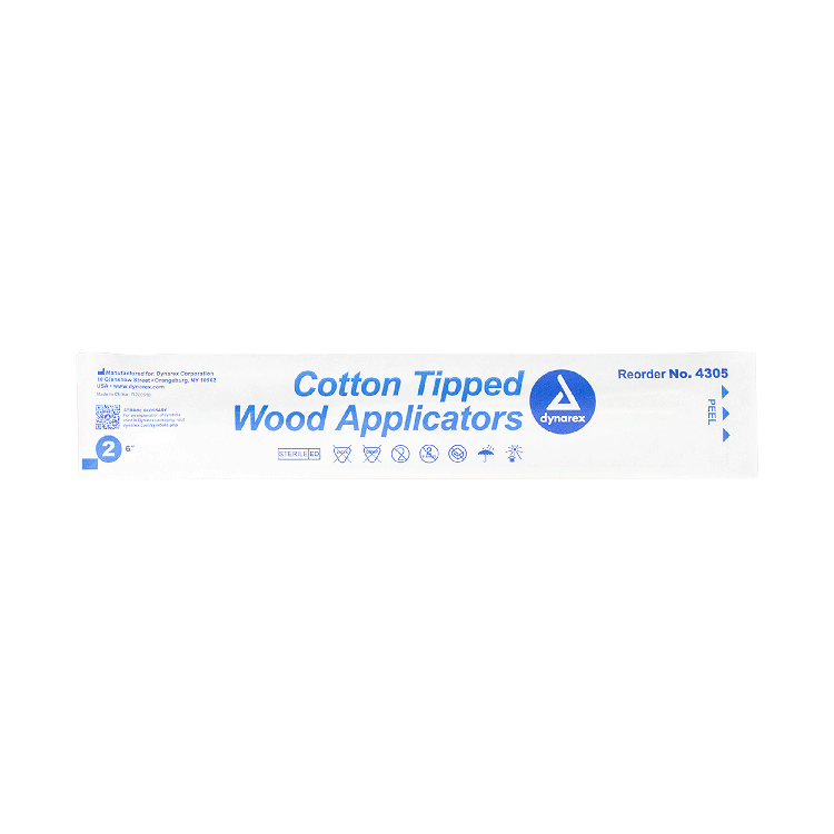 Dynarex Cotton Tipped Wood Applicators - Sterile, in Pouch (2000 Count)