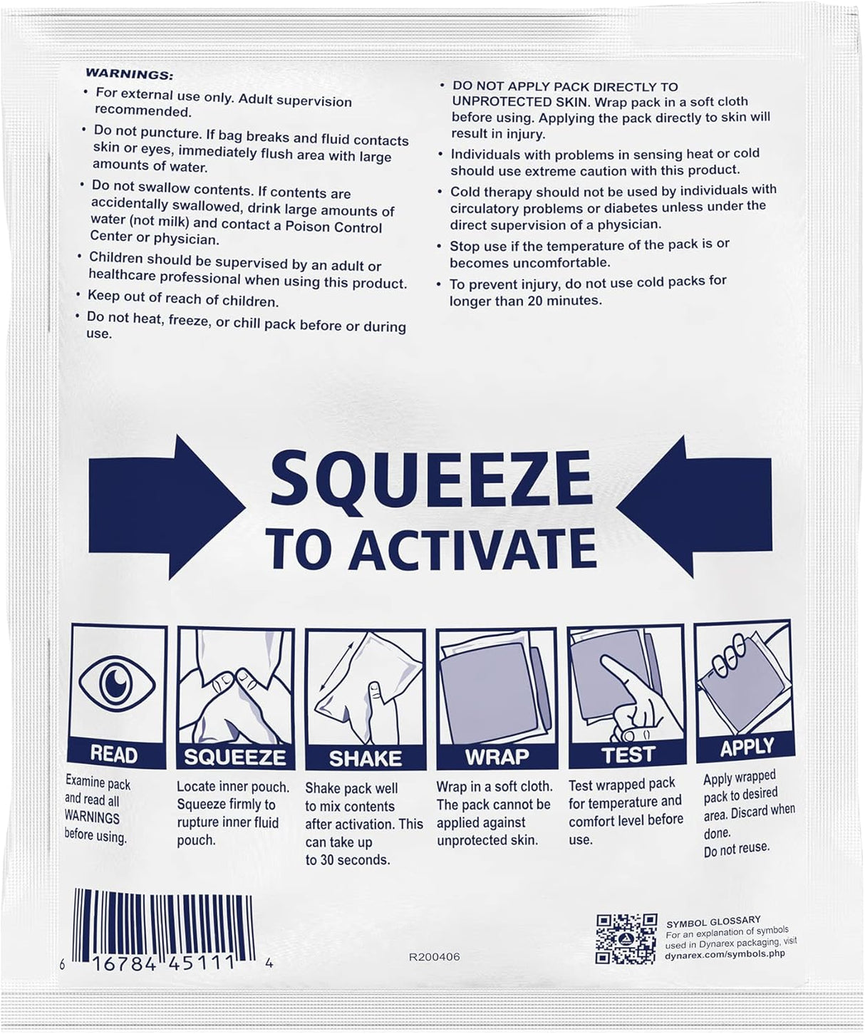 Dynarex Instant Cold Pack, 4" x 5" (72 Count)