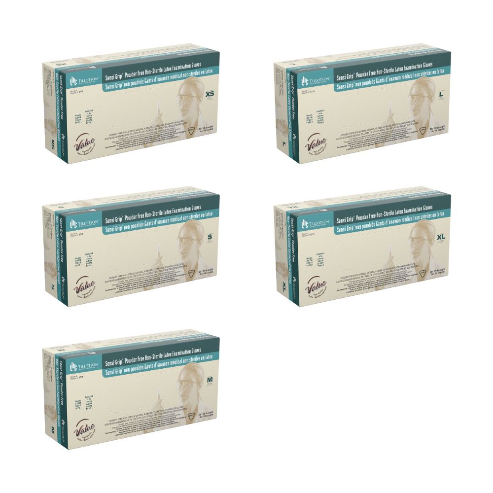 Dynarex Sensi Grip Latex Exam Gloves, Powder-Free - 100ea/bx, 10bxs/cs (1000 Count)