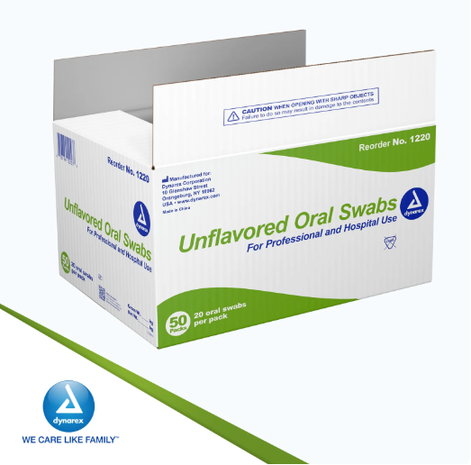 Dynarex Oral Swabsticks, Unflavored, 20ea/bx, 50bxs/case (1000 Count)
