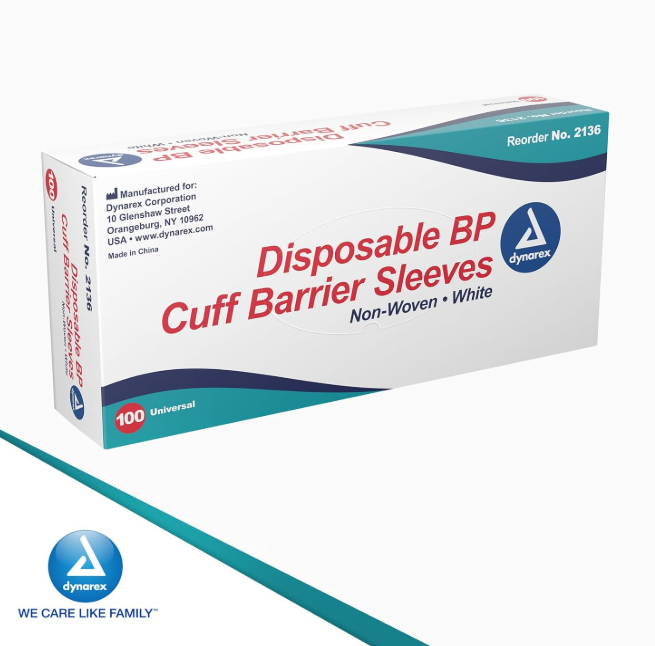Dynarex BP Cuff Barrier Sleeve, Non-Woven 100ea/bx, 5bxs/case (500 Count)