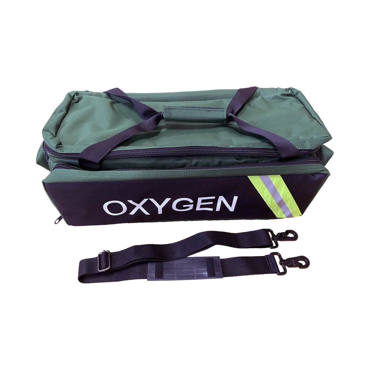 Oxygen Medical Airway Management Bag with Reflective Trim, Zippered Pockets & Shoulder Straps