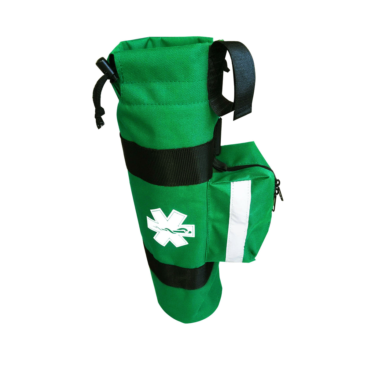 Portable Oxygen Cylinder Sleeve Bag Star Of Life - Zippered Storage Tank Pouch w/ Adjustable Straps - Green
