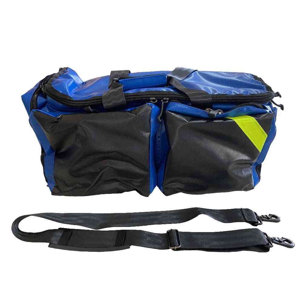 LINE2design First Aid Deluxe EMS Oxygen Medical Bag, All Impervious Fully Padded with Shoulder Straps & Yellow Trim - Royal Blue