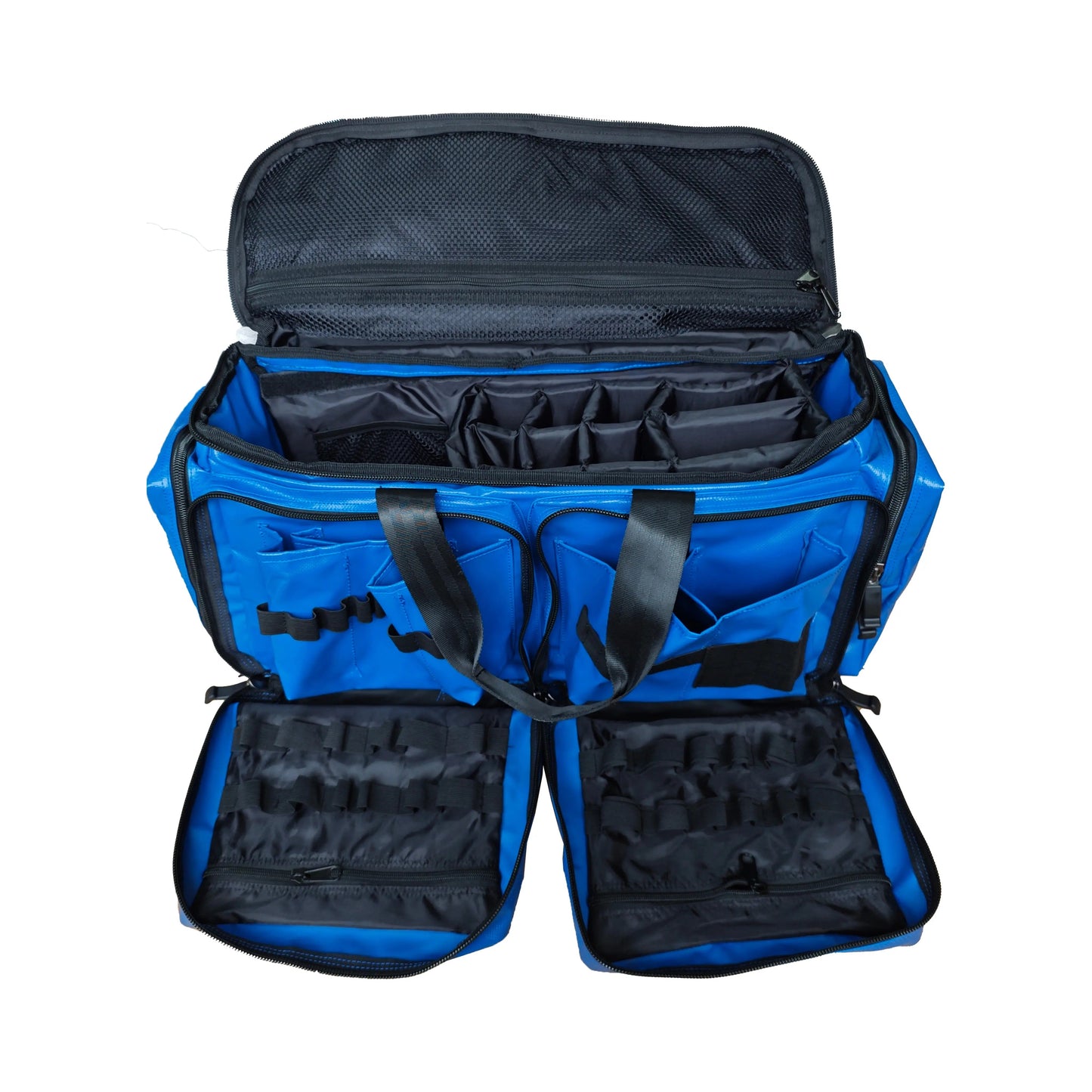 LINE2design First Aid Deluxe EMS Oxygen Medical Bag, All Impervious Fully Padded with Shoulder Straps & Yellow Trim - Royal Blue