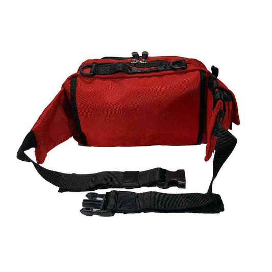 LINE2design Deluxe First Aid Nylon Star of Life Logo Fanny Pack EMT Paramedic Bag With Internal Pockets - Red