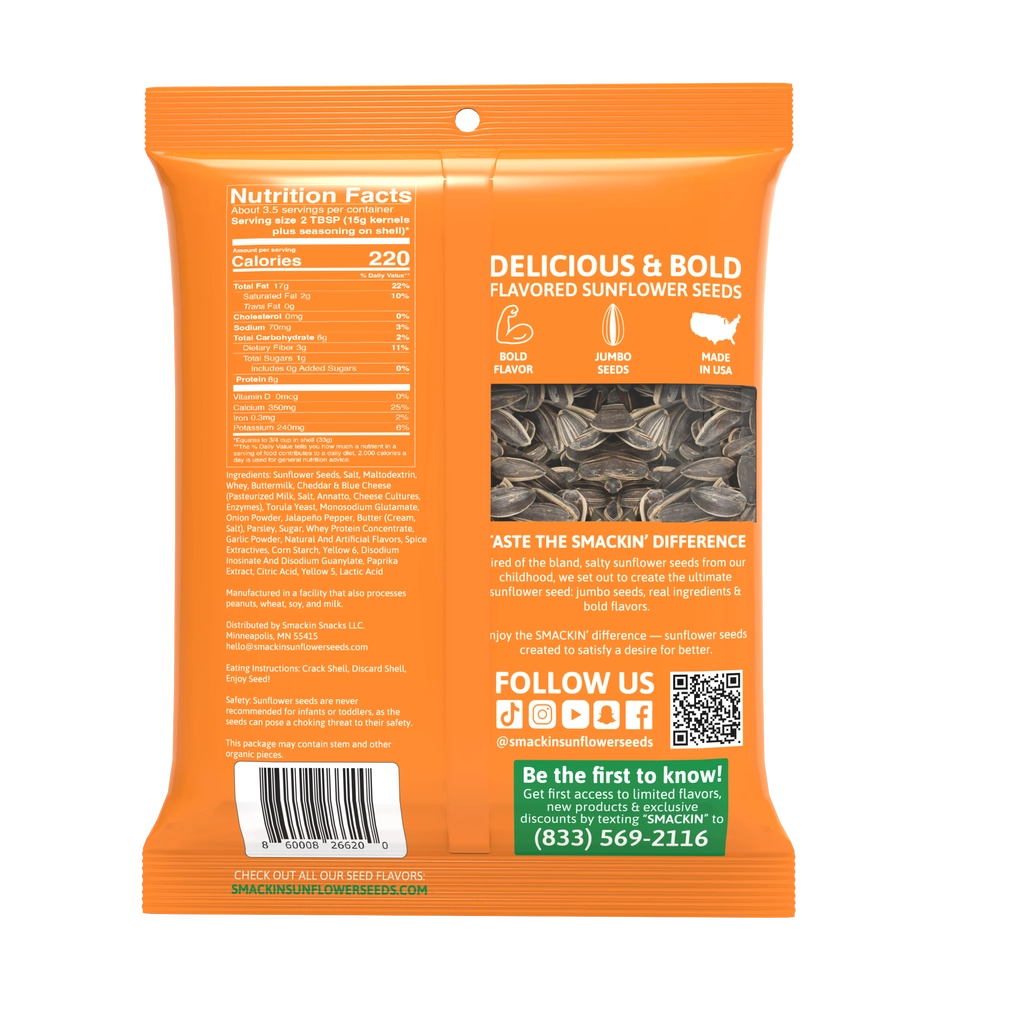 Smackin' Cheddar Jalapeño Sunflower Seeds