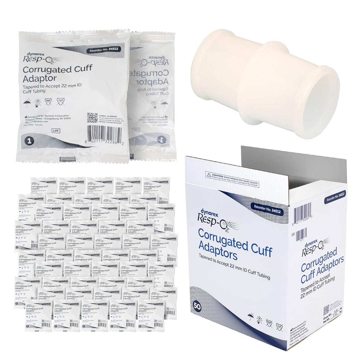 Dynarex Resp-O2™ Adapters & Connectors (50 Count)