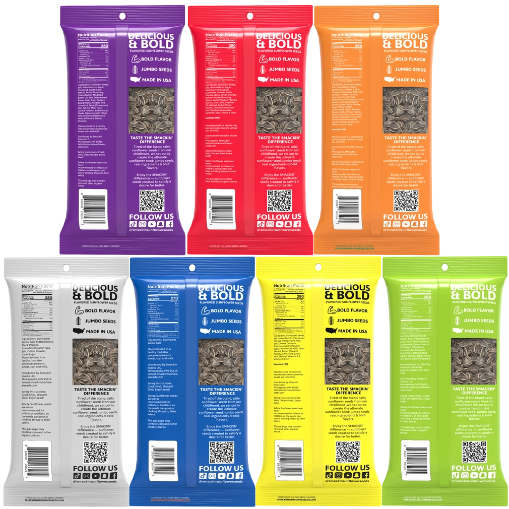SMACKIN' Sunflower Seeds case of 7 (1.5 oz)