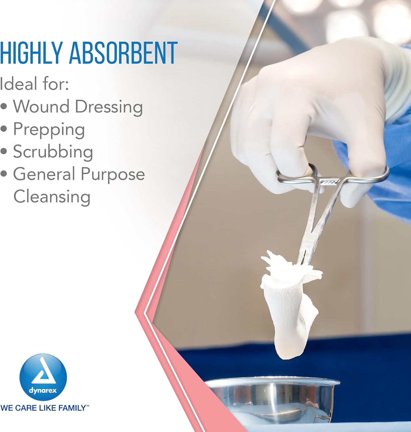 Dynarex Non-Woven Sponge, 2" x 2" 4 Ply 200ea/bx, 20bxs/cs (4000 Count)