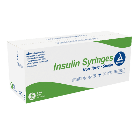 Dynarex Insulin Syringe - Non-Toxic, Multi-Pack (500 Count)