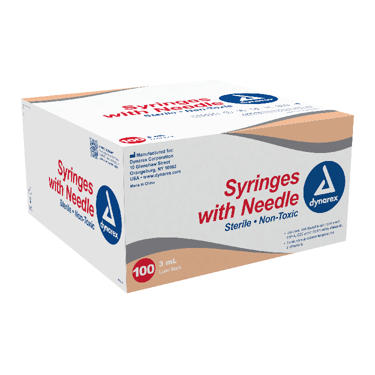 Dynarex Syringes With Needle - 3cc (800 Count)