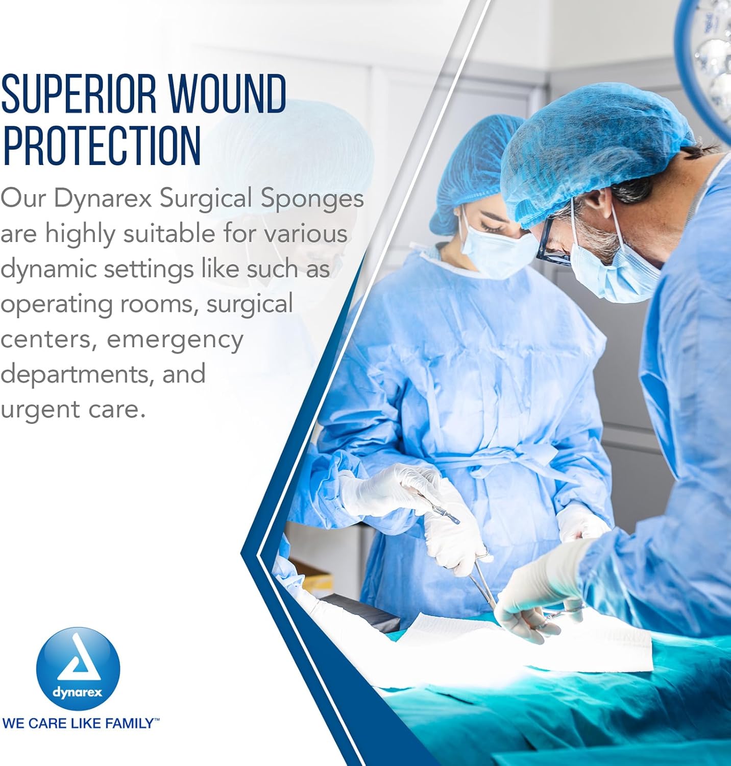 Dynarex Surgical Gauze Sponge, 3" x 3" - 8 Ply 200ea/bx, 20bxs/cs (4000 Count)