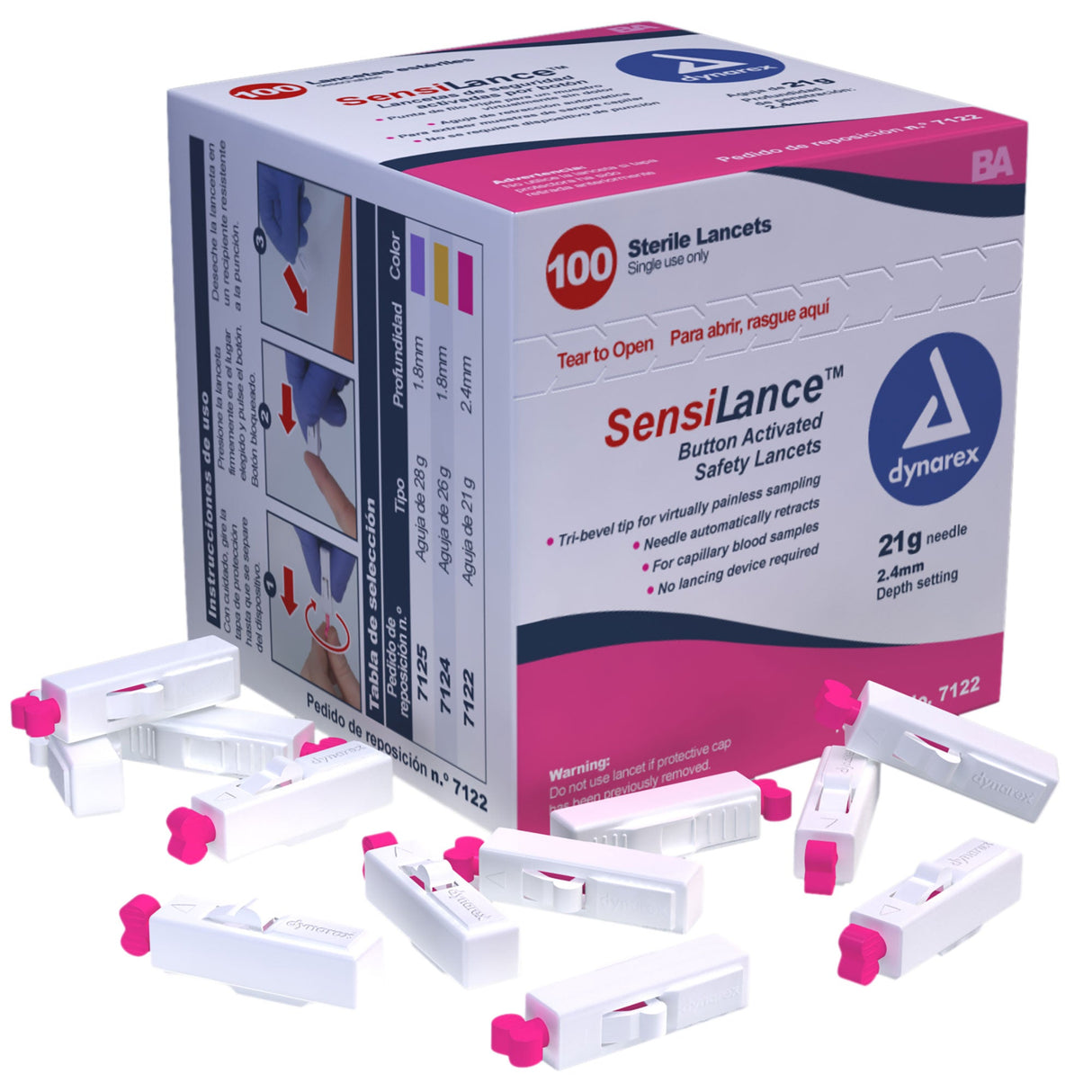 Dynarex Safety Lancets - Button and Pressure (1000 Count)