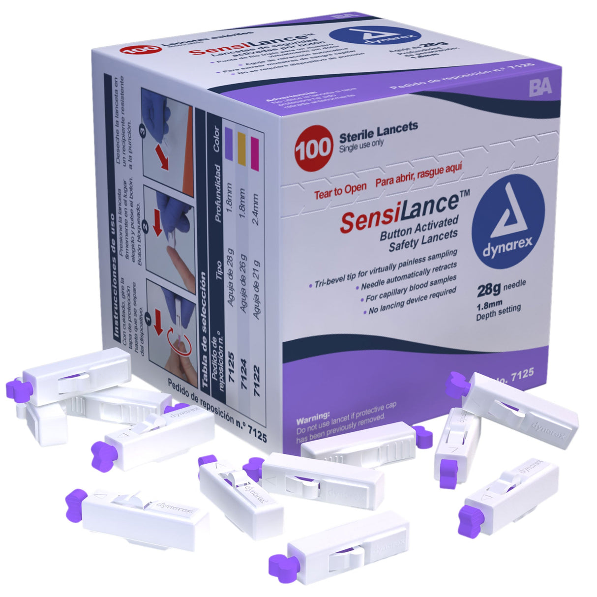 Dynarex Safety Lancets - Button and Pressure (1000 Count)